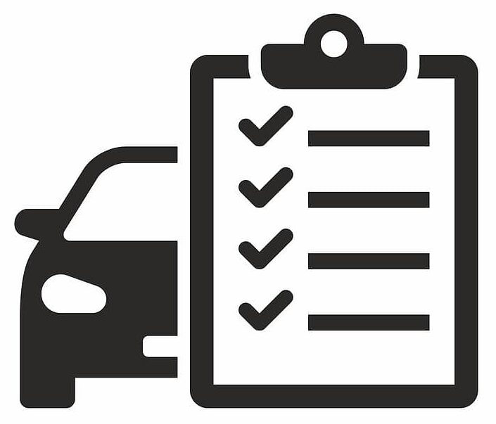 Auto hail damage checklist. Vector icon isolated on white background.